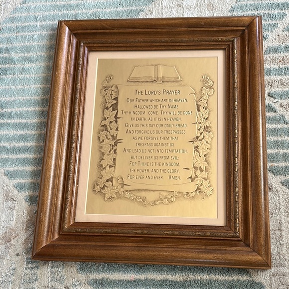 Vintage Brown Framed Lord's Prayer Wall Art - Picture 3 of 11